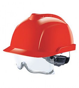 GVC3A-00000F0-000 Каска V-Gard 930, каска, с вентиляцией и встроенными защитными очками, красная, красные наклейки (не прикреплены)